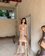 Patchwork Print Maxi Dress