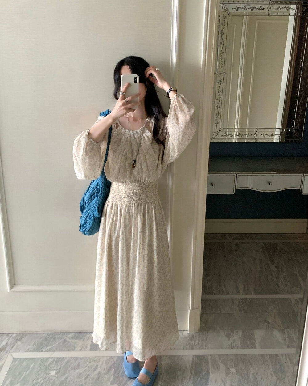 Floral Smocked Midi Dress