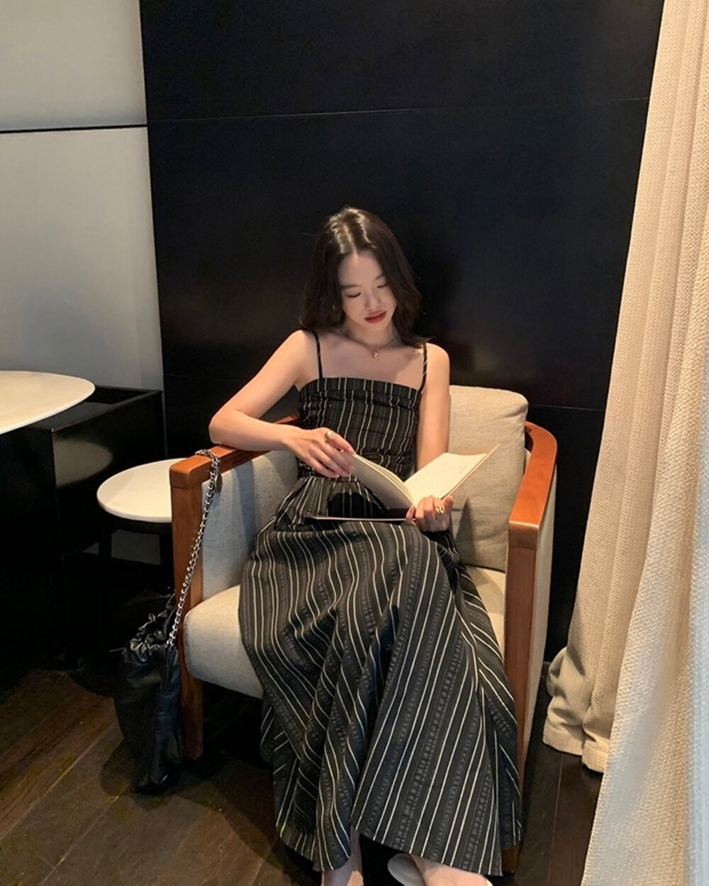 Striped Smocked Midi Dress