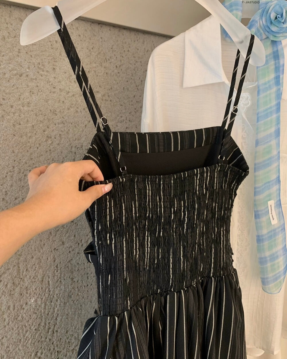 Striped Smocked Midi Dress