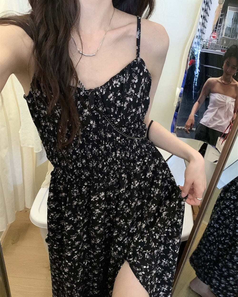 Floral Smocked Slit Dress