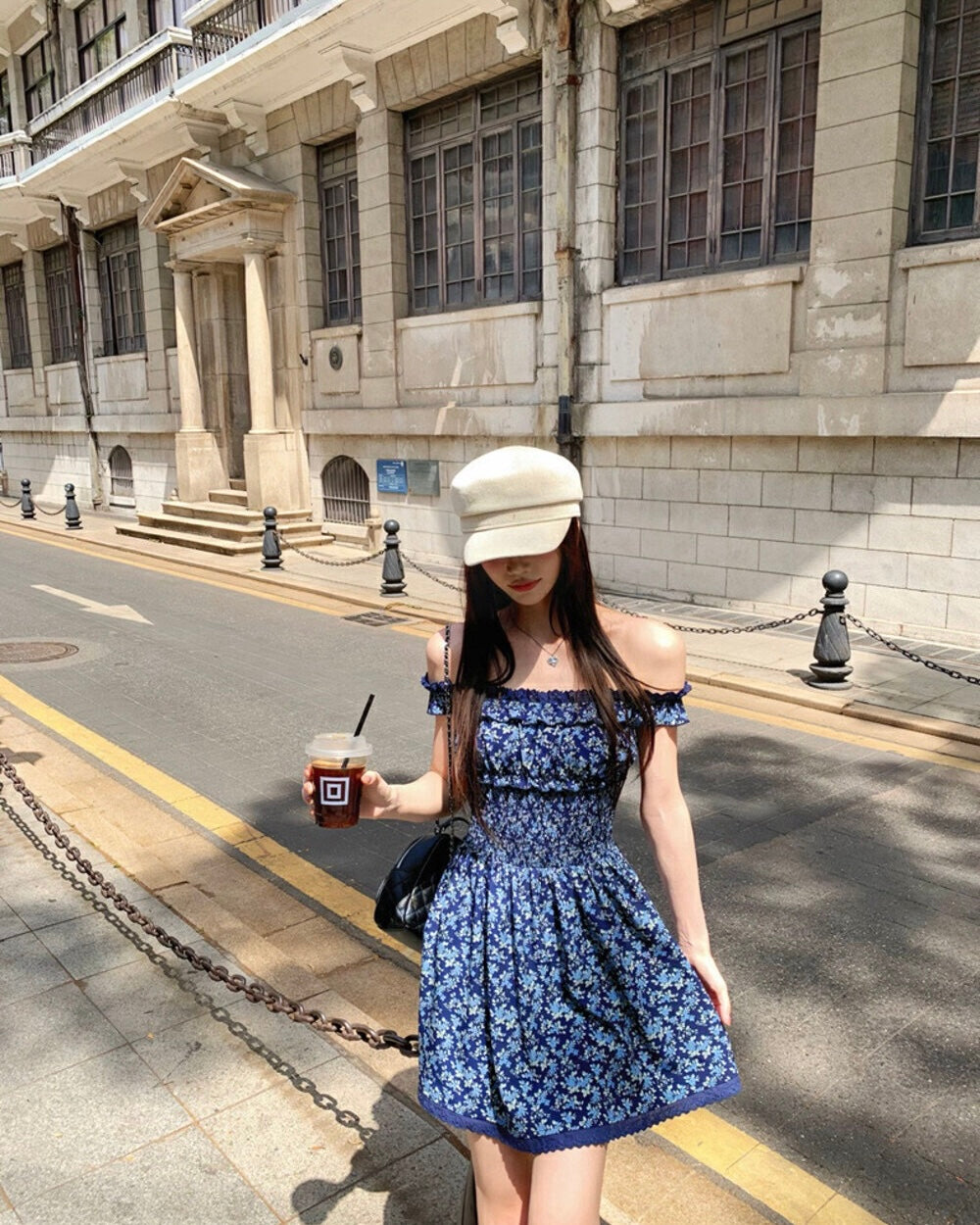 Floral Off-Shoulder Smocked Mini Dress