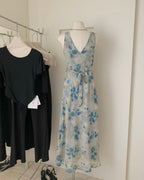 Floral V-Neck Mermaid Maxi Dress