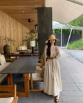 Loose Half-Sleeve Dress with Belt and Inner Slip