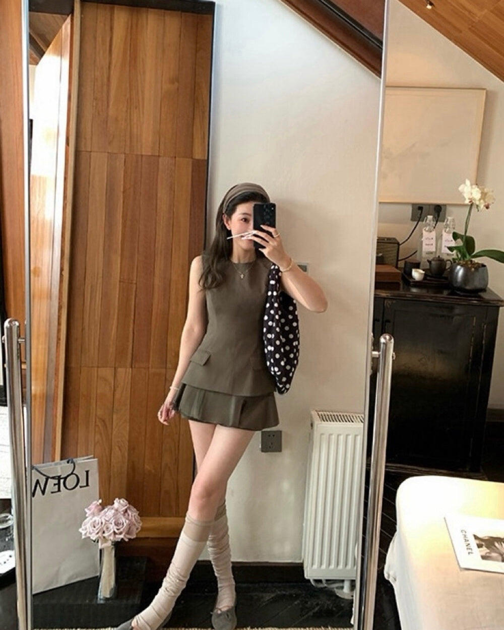 Sleeveless Peplum Top & Skort Set