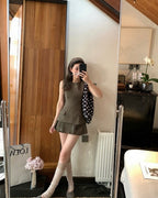Sleeveless Peplum Top & Skort Set