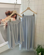 Lace Off-Shoulder & Wide Leg Pants Set