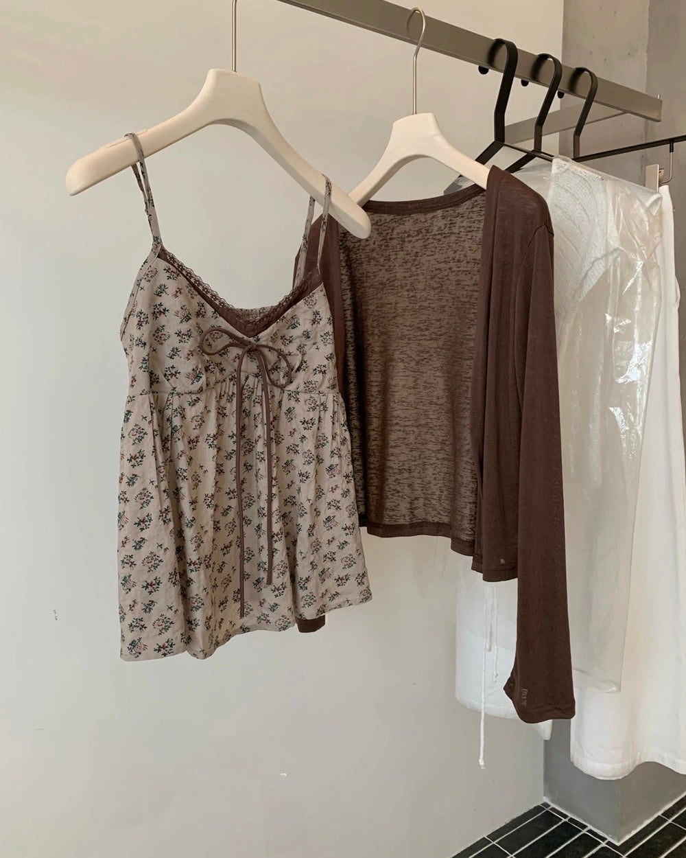 Floral Lace-Trim Cami & Cardigan Two-Piece Set