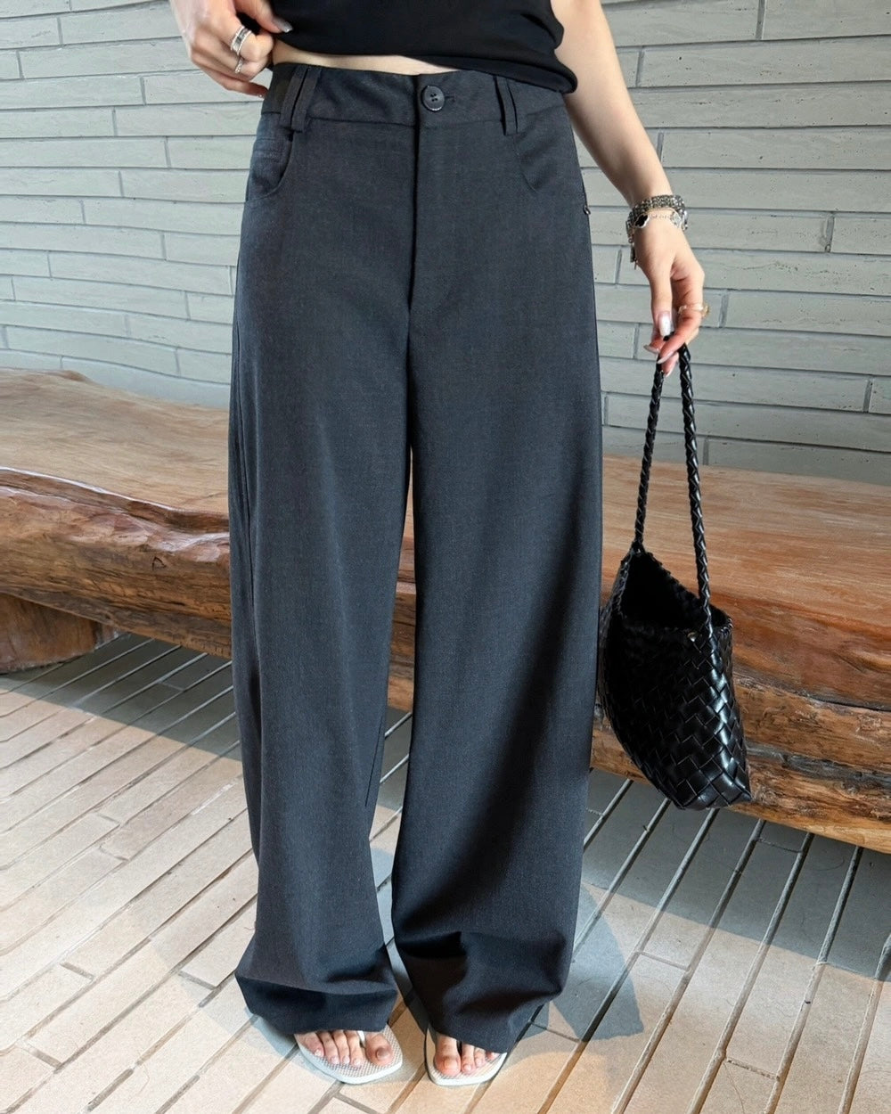 Straight-Leg Tailored Suit Trousers