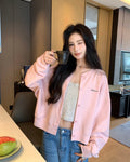 Cropped Snap-Button Sweatshirt Jacket